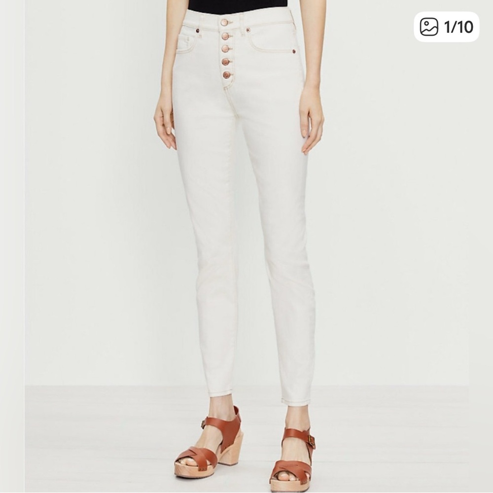 Loft Exposed Button High Waist Jeans